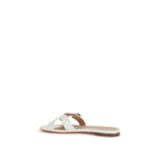 White Calf Leather Flat Sandals