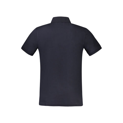 Blue Cotton V‑Neck Polo