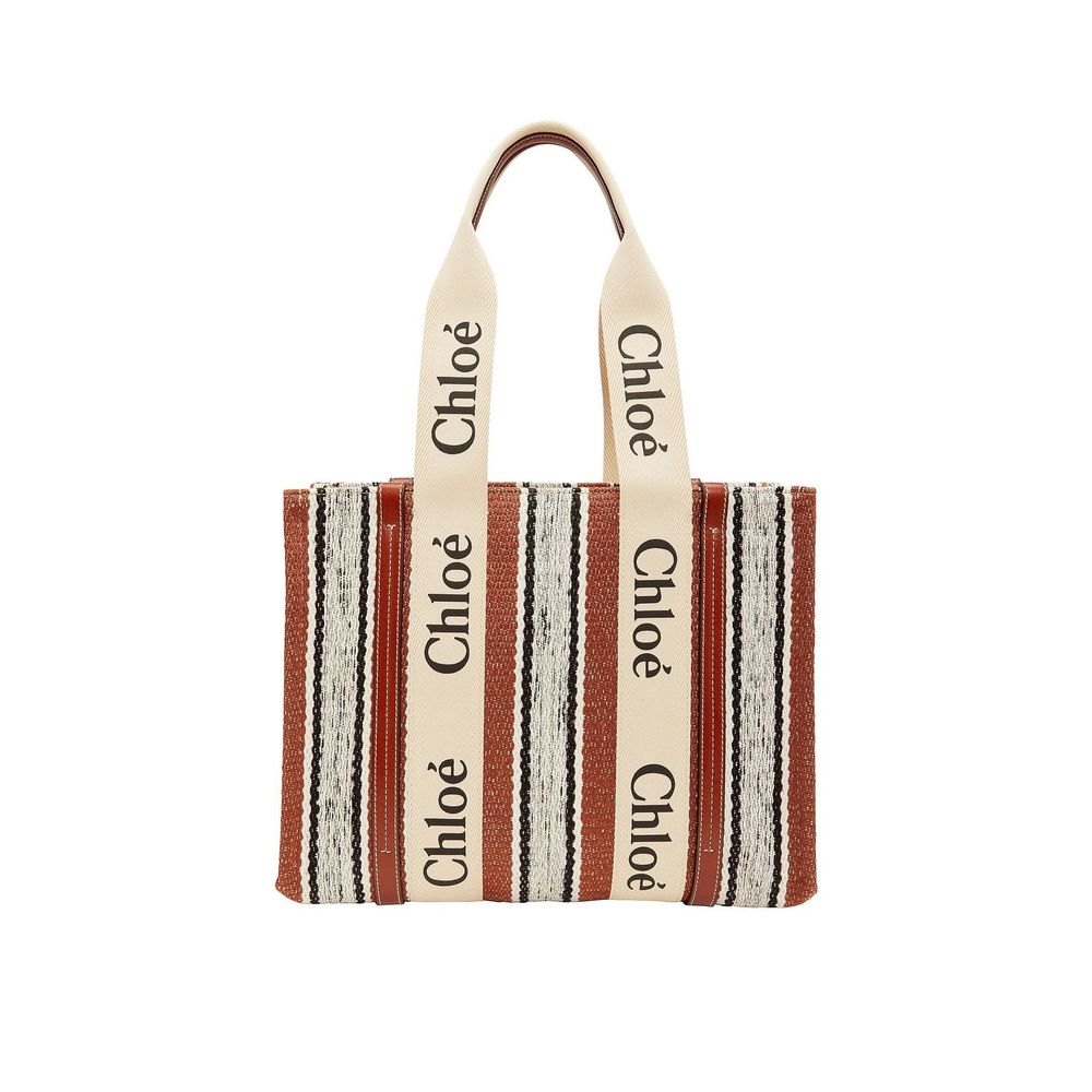 Linen Leather-Trimmed Tote Bag