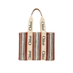 Linen Leather-Trimmed Tote Bag