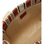 Linen Leather-Trimmed Tote Bag