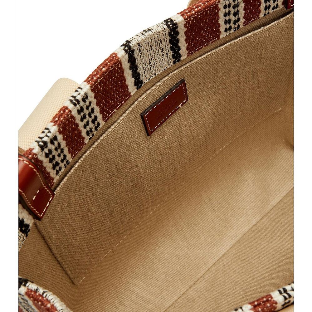 Linen Leather-Trimmed Tote Bag