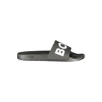 Black Polyurethane Slide Sandals