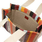 Linen Tote Bag with Leather Detail