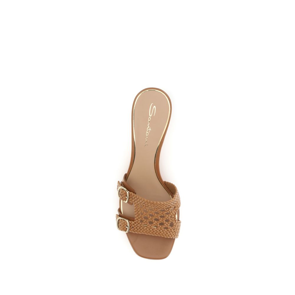 Beige Woven Platform Sandals