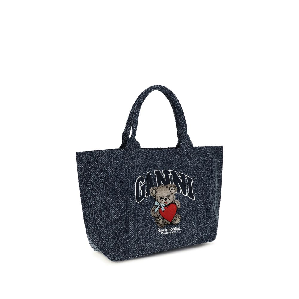 Medium Cotton Tote Bag With Bear Motif