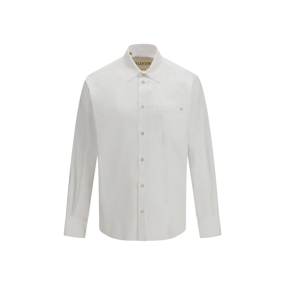 White Cotton Oxford Shirt with VGold Detail