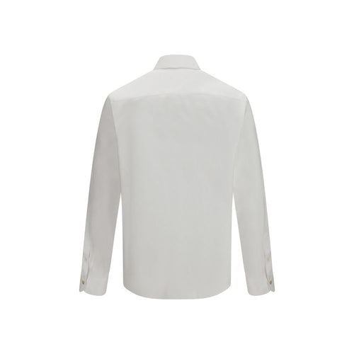 White Cotton Oxford Shirt with VGold Detail