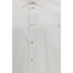 White Cotton Oxford Shirt with VGold Detail