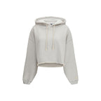 Oversized Grey Mélange Cotton Cropped Hoodie