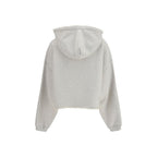 Oversized Grey Mélange Cotton Cropped Hoodie