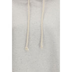 Oversized Grey Mélange Cotton Cropped Hoodie