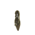 Bicolor Cotton Kitten Heel Pumps