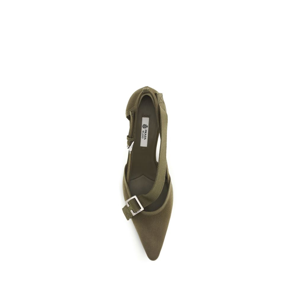 Bicolor Cotton Kitten Heel Pumps