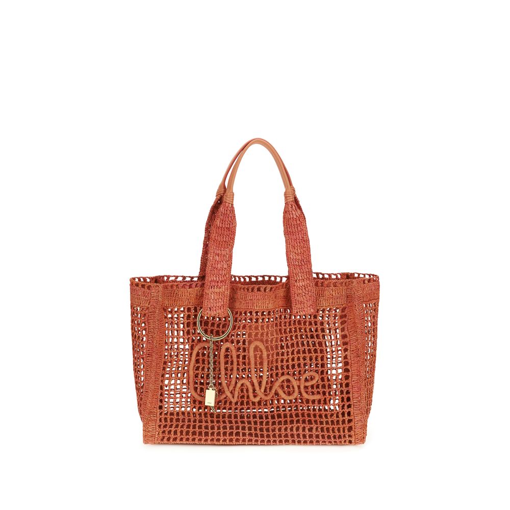 East-West Summer Banana Raffia and Leather Tote Bag