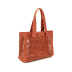 East-West Summer Banana Raffia and Leather Tote Bag