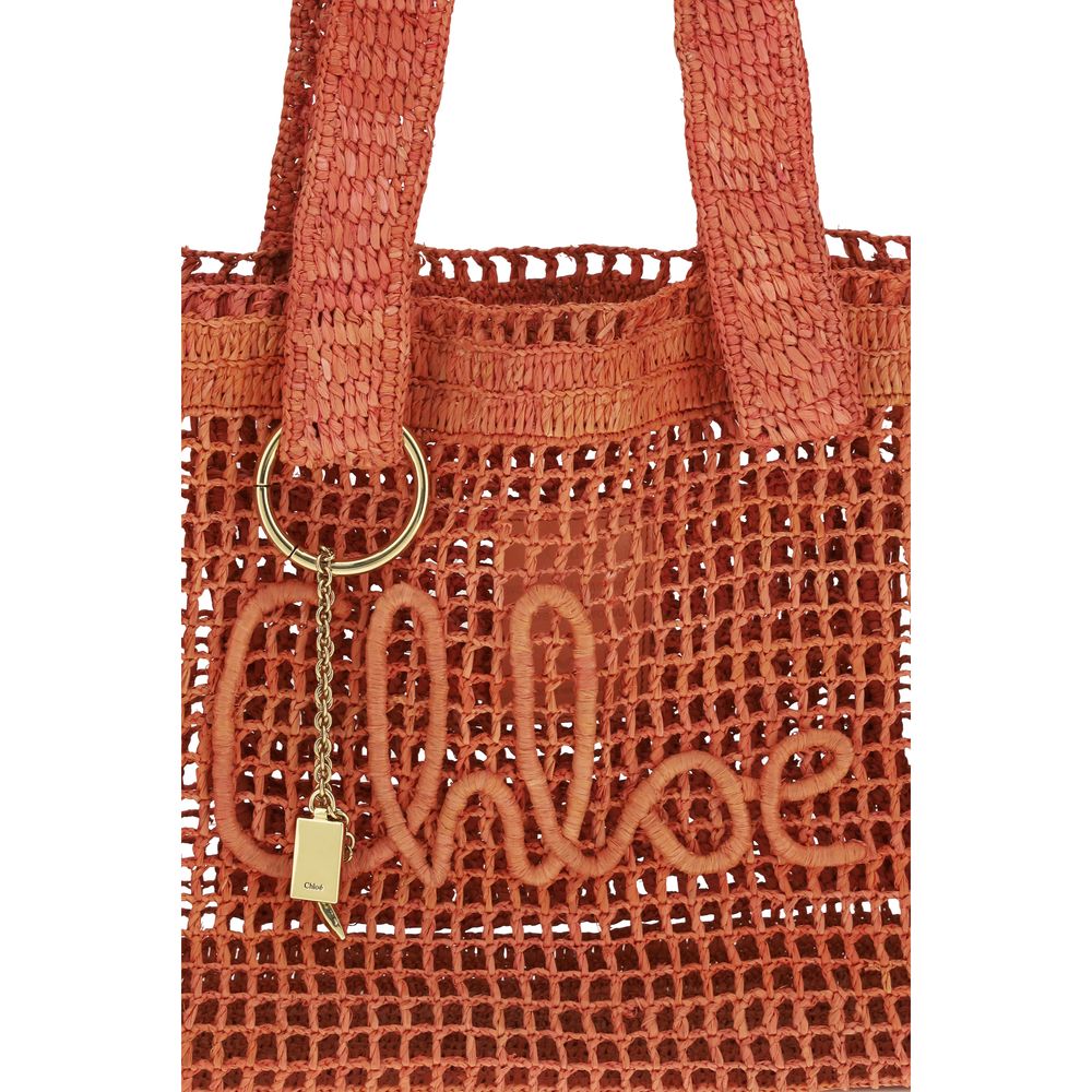 East-West Summer Banana Raffia and Leather Tote Bag