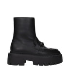 Bryer Flat Black Leather Ankle Boots