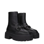 Bryer Flat Black Leather Ankle Boots