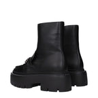 Bryer Flat Black Leather Ankle Boots