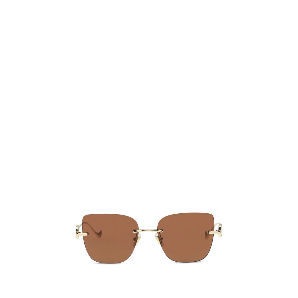 Brown Geometric Metal Sunglasses
