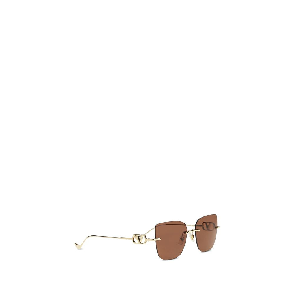 Brown Geometric Metal Sunglasses