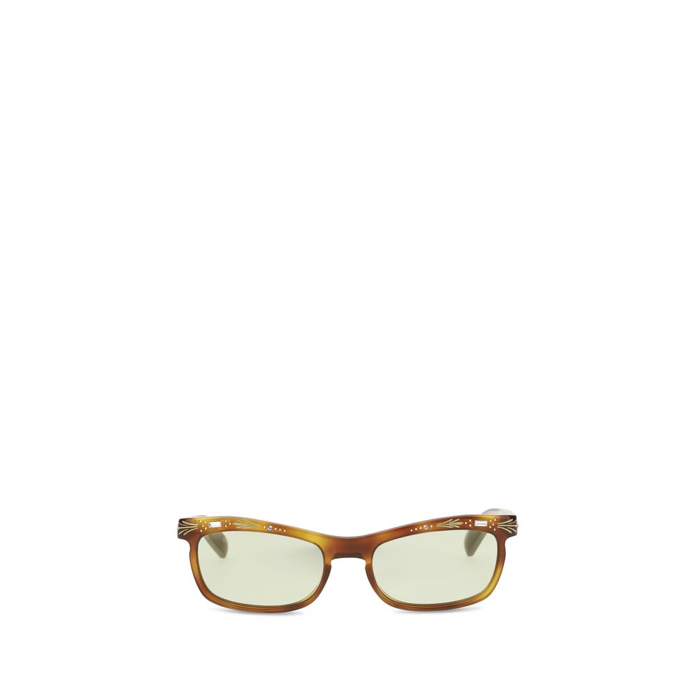Brown Acetate Rectangular Cat‑Eye Sunglasses