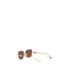 Brown Geometric Metal Sunglasses