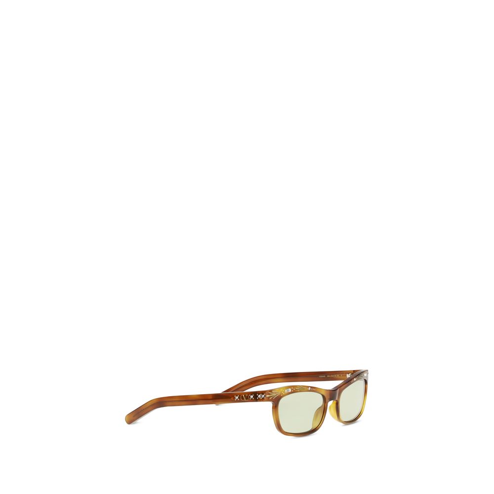 Brown Acetate Rectangular Cat‑Eye Sunglasses