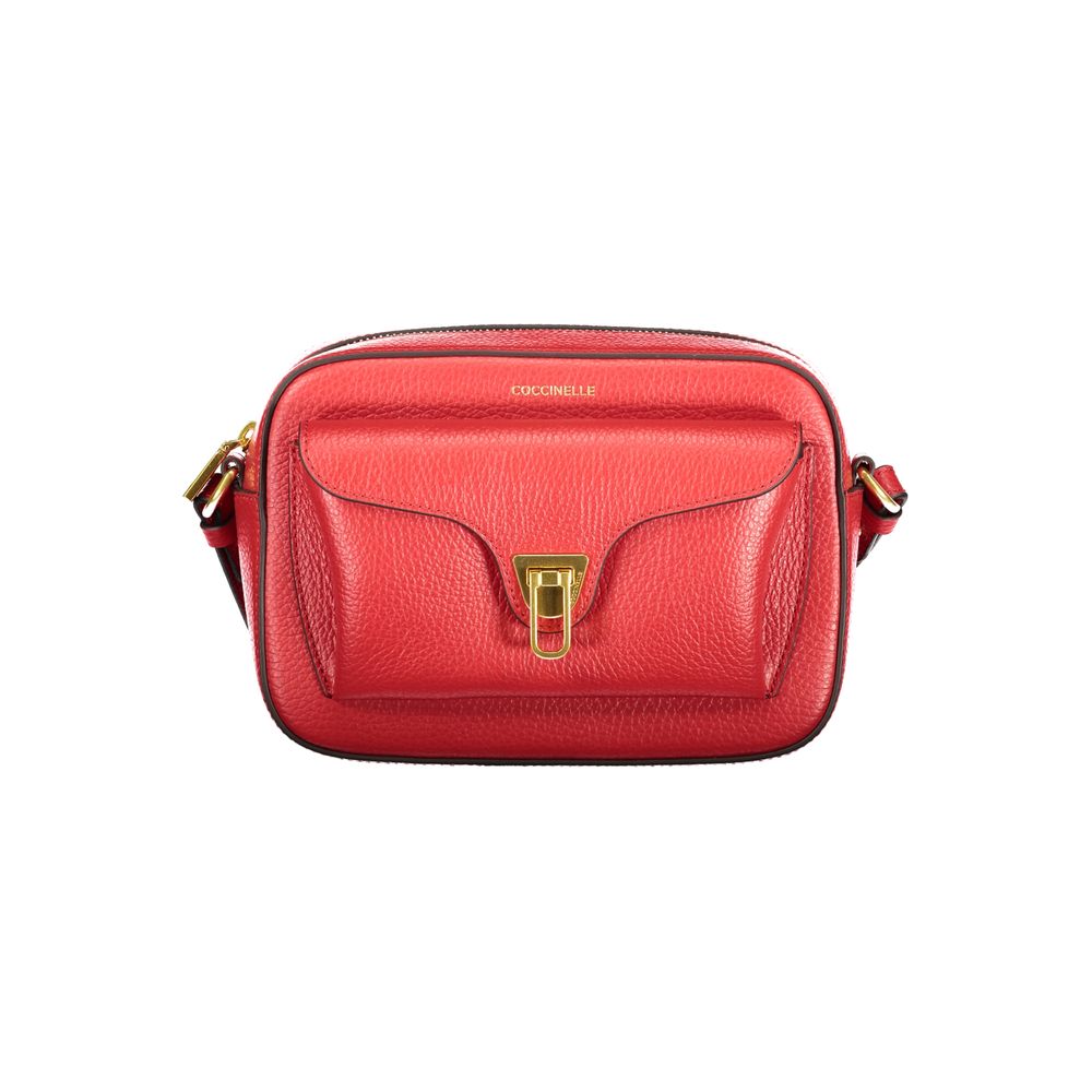 Red Leather Adjustable Shoulder Bag