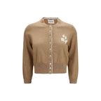 Beige Cotton Wool Lona Cropped Cardigan