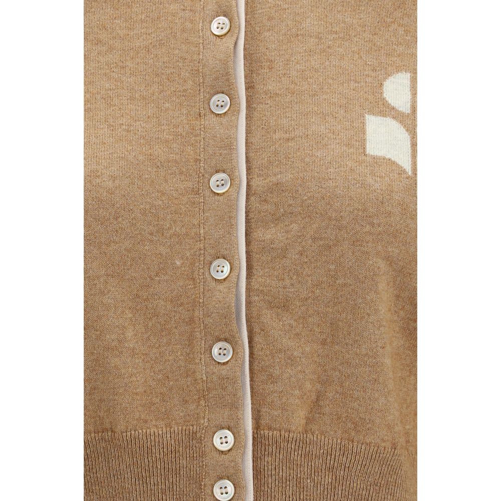 Beige Cotton Wool Lona Cropped Cardigan