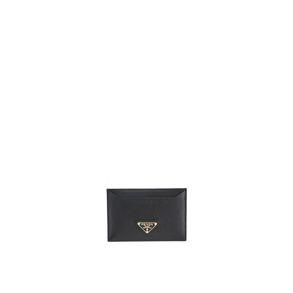 Enamelled Triangle Logo Calfskin Cardholder