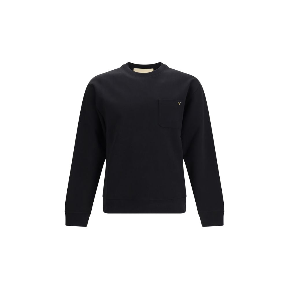 Black Cotton Jersey Crewneck Sweatshirt