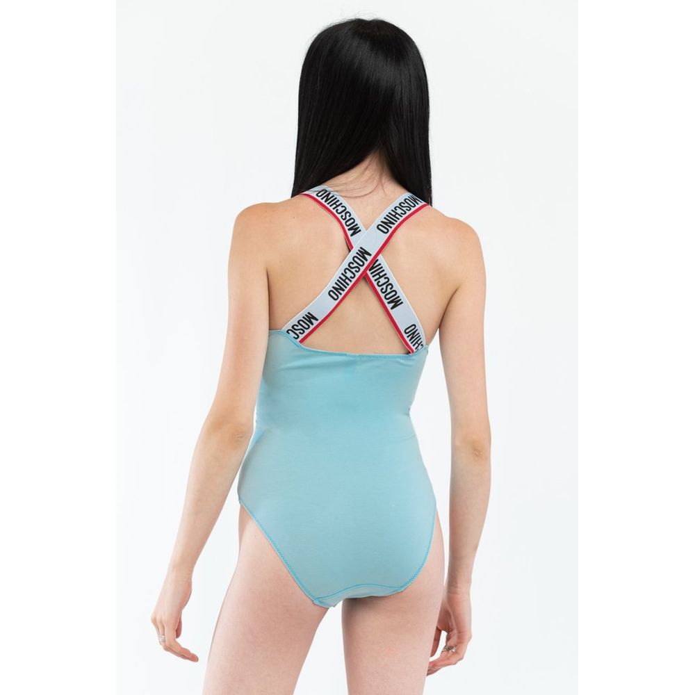 Sky Blue Cotton-Elastane Bodysuit