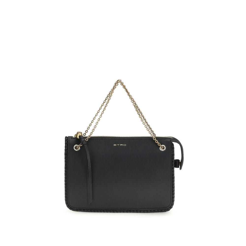 Black Calf Leather Crossbody Clutch