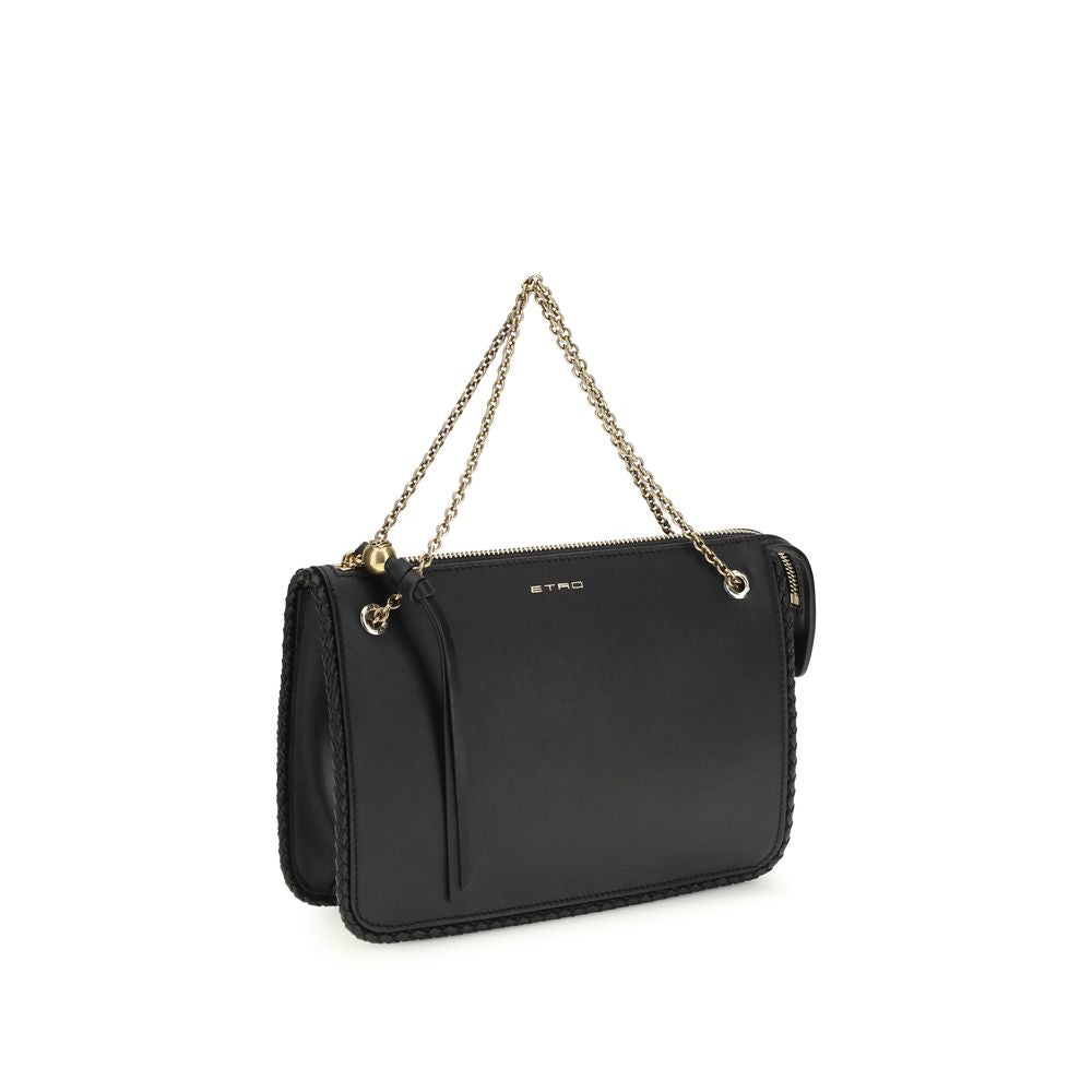 Black Calf Leather Crossbody Clutch