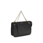 Black Calf Leather Crossbody Clutch