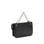 Black Calf Leather Crossbody Clutch