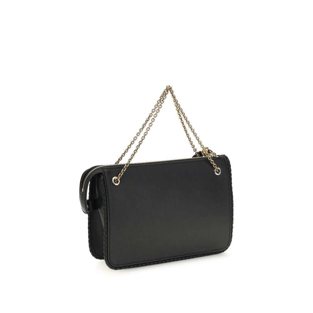 Black Calf Leather Crossbody Clutch