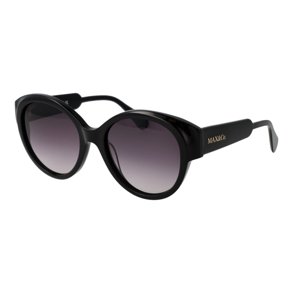 Black Plastic Full‑Rim Round Sunglasses