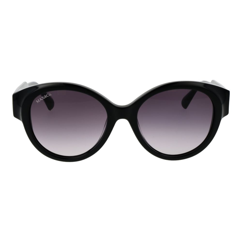 Black Plastic Full‑Rim Round Sunglasses