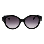 Black Plastic Full‑Rim Round Sunglasses