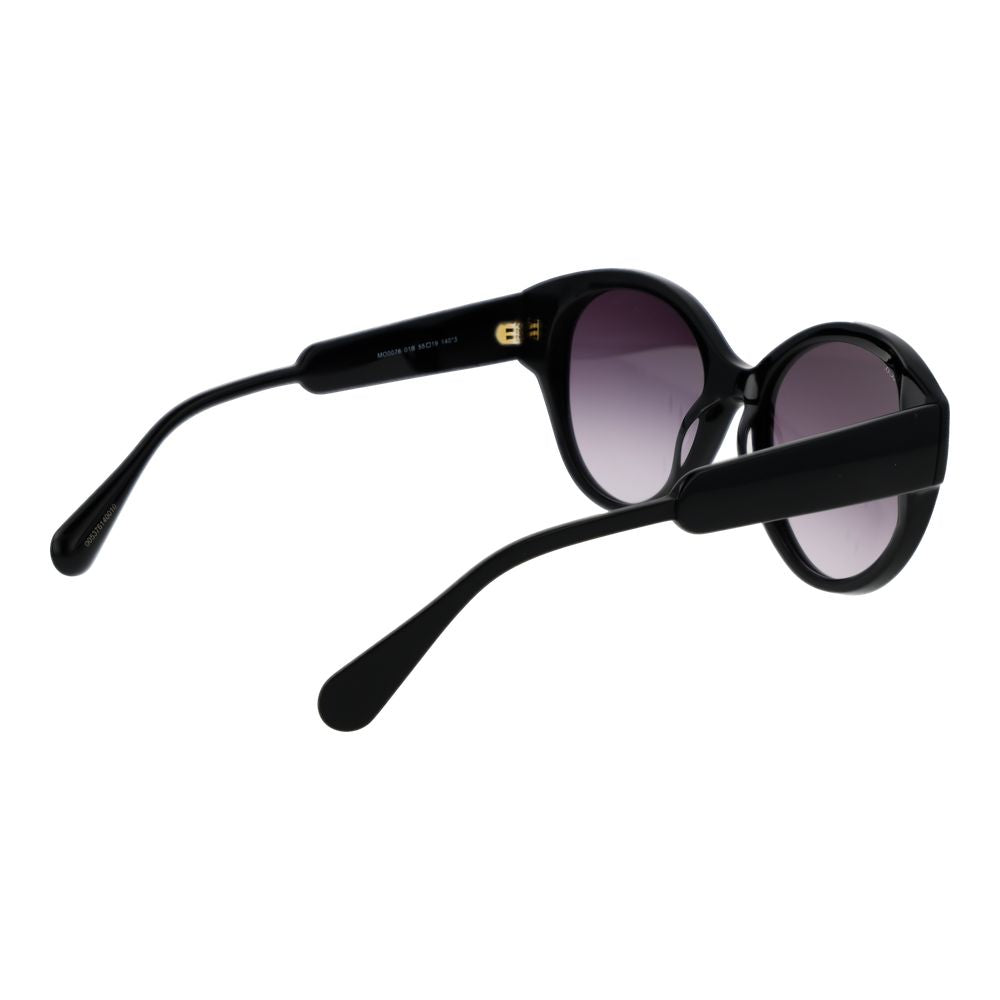 Black Plastic Full‑Rim Round Sunglasses