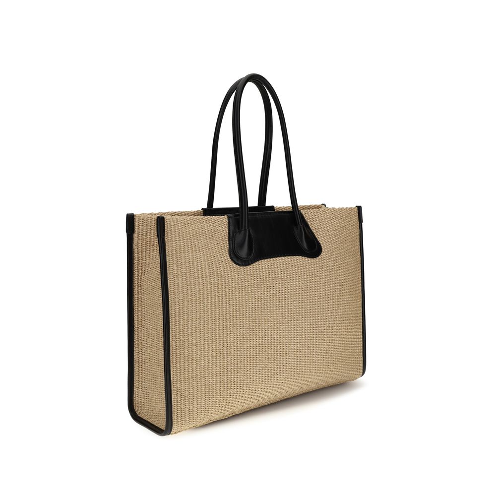 Beige Raffia Shoulder Bag