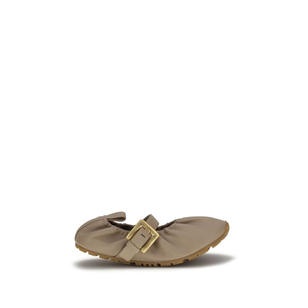 Soft Lambskin Buckle Strap Ballerinas