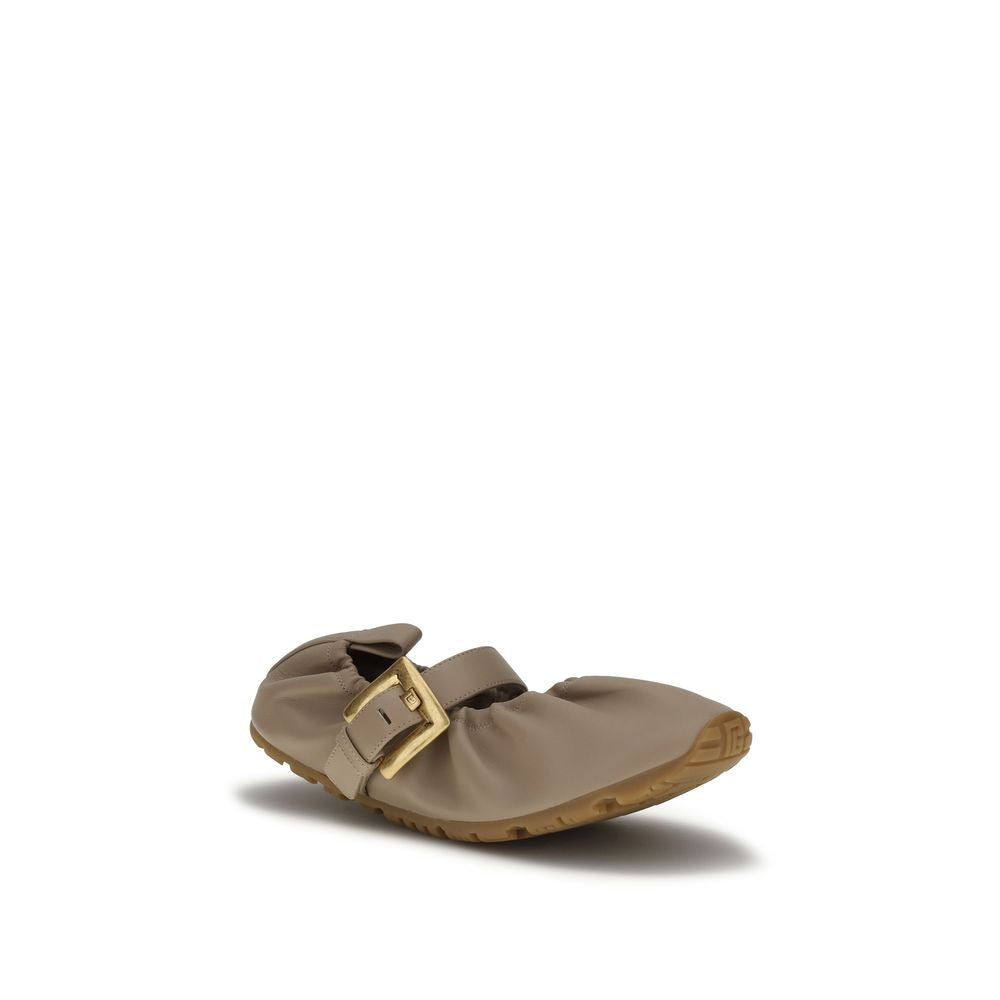 Soft Lambskin Buckle Strap Ballerinas