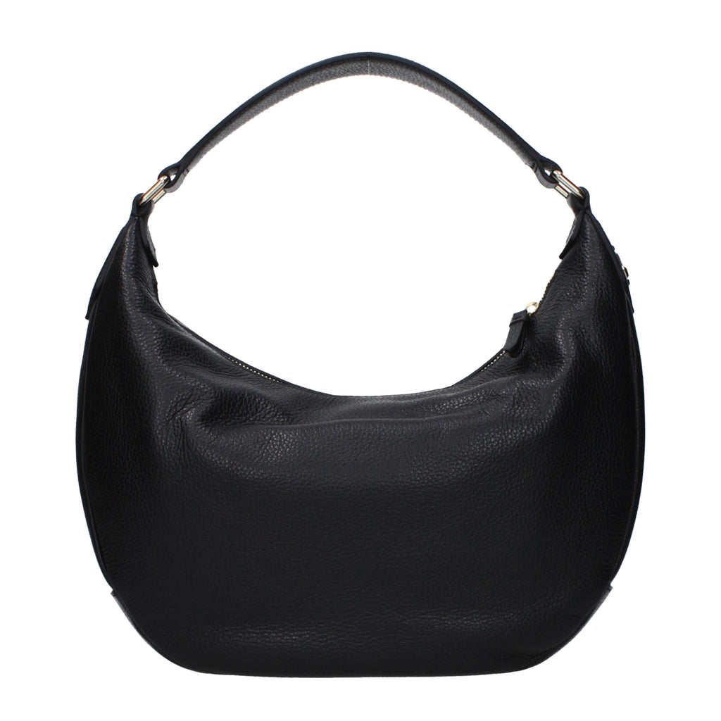 Black Full‑Grain Leather Shoulder Bag