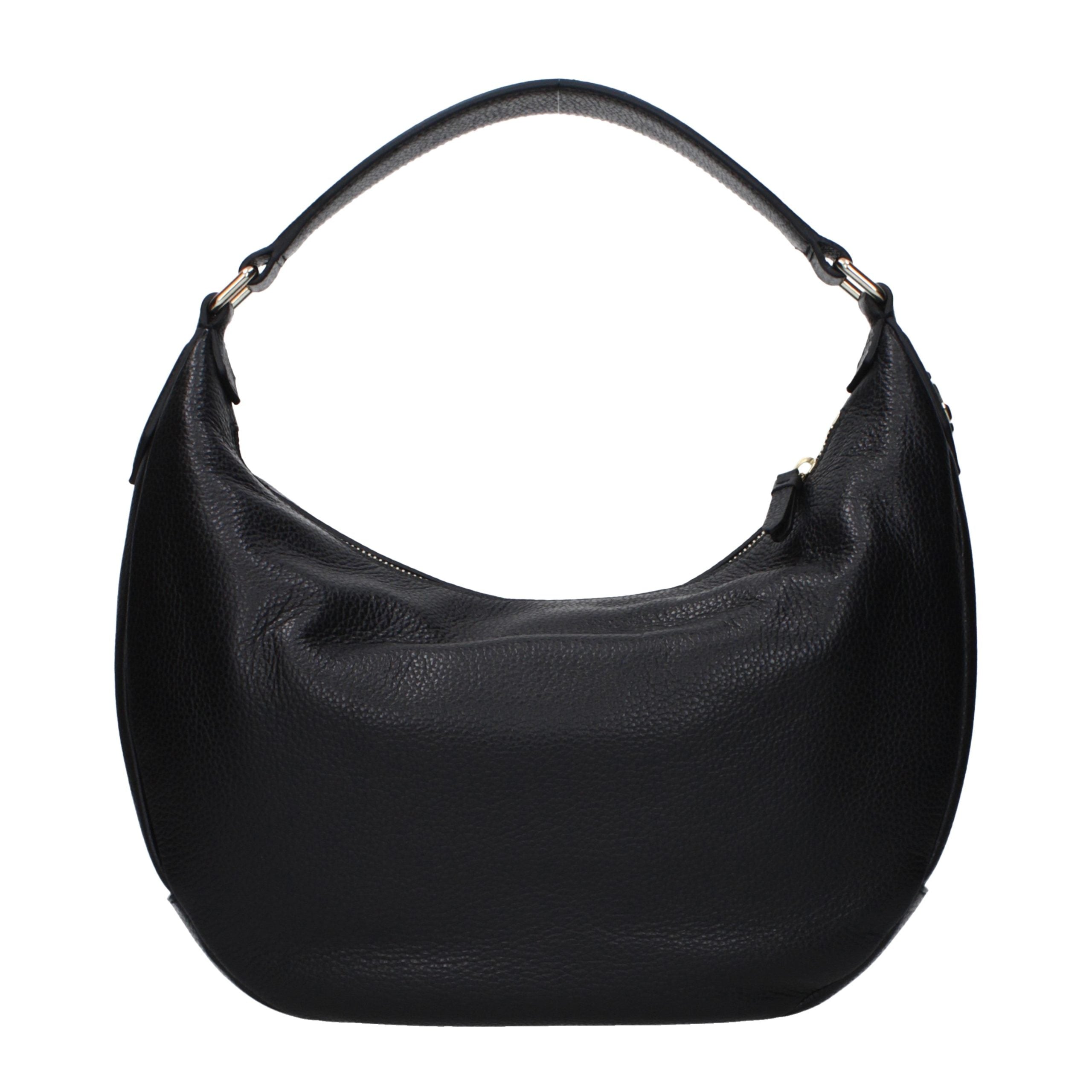 Black Full‑Grain Leather Shoulder Bag