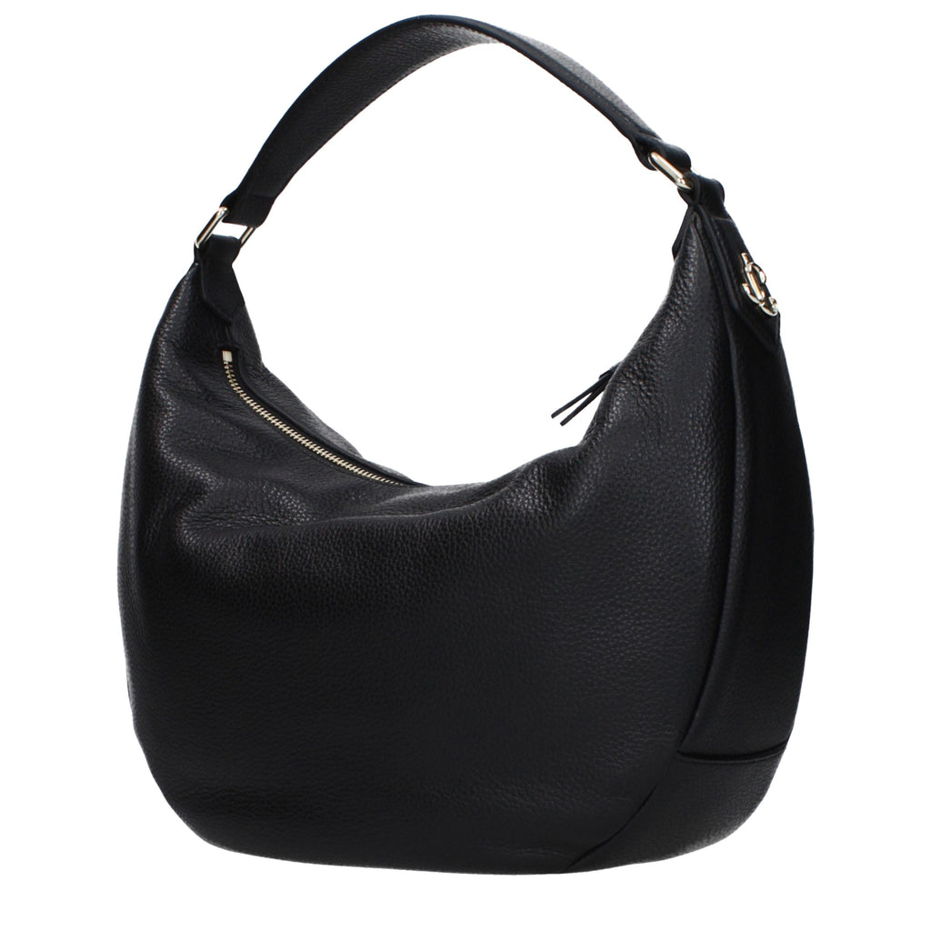 Black Full‑Grain Leather Shoulder Bag